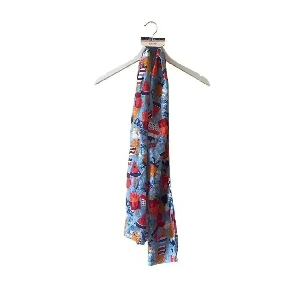 Red White Blue Scarf  Patriotic, Freedom, 4th of July, Ice Cream One Size  #1641